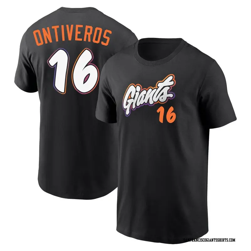 Men's San Francisco Giants ＃16 Steve Ontiveros Black 2025 City Connect Fuse Name & Number T-Shirt