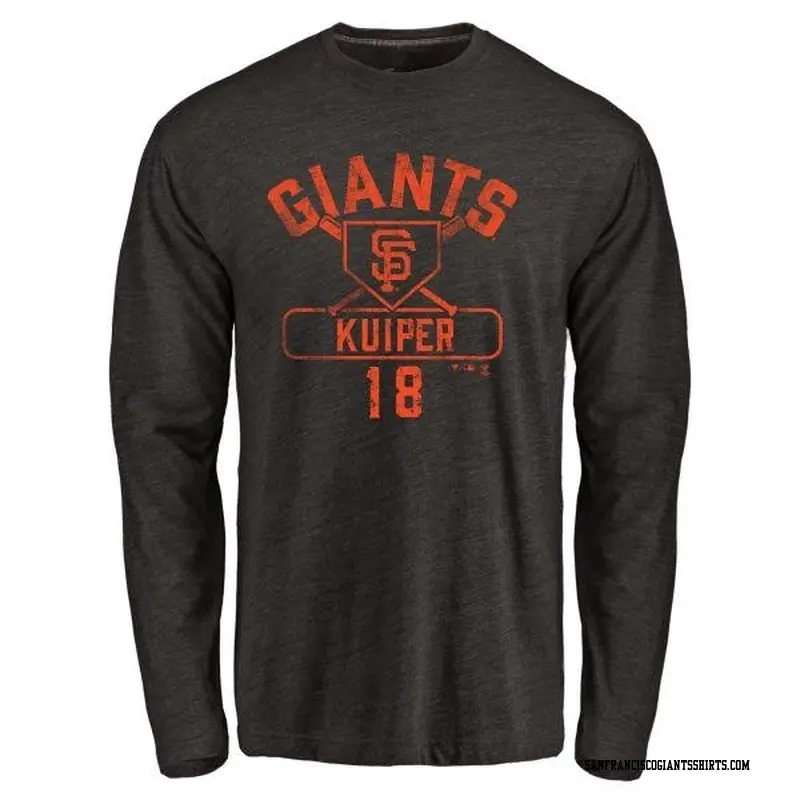 Men's San Francisco Giants ＃18 Duane Kuiper Black Branded Base Runner Long Sleeve T-Shirt