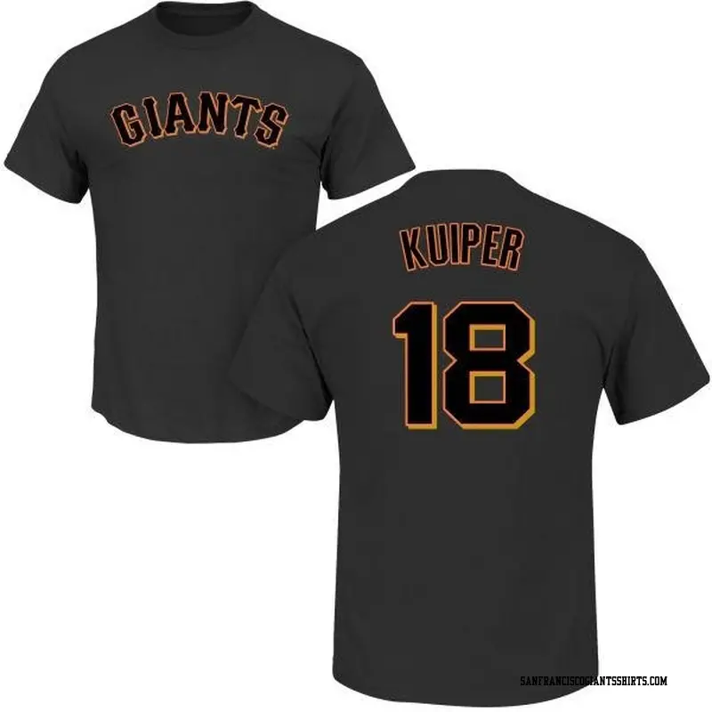 Men's San Francisco Giants ＃18 Duane Kuiper Black Roster Name & Number T-Shirt