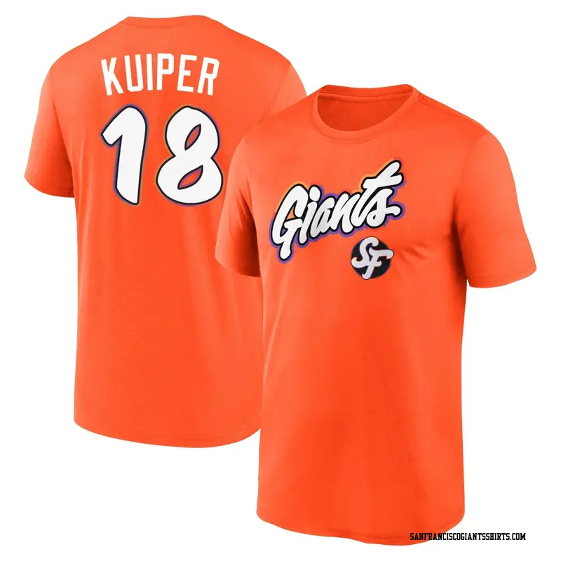 Men's San Francisco Giants ＃18 Duane Kuiper Orange 2025 City Connect Performance Name & Number T-Shirt