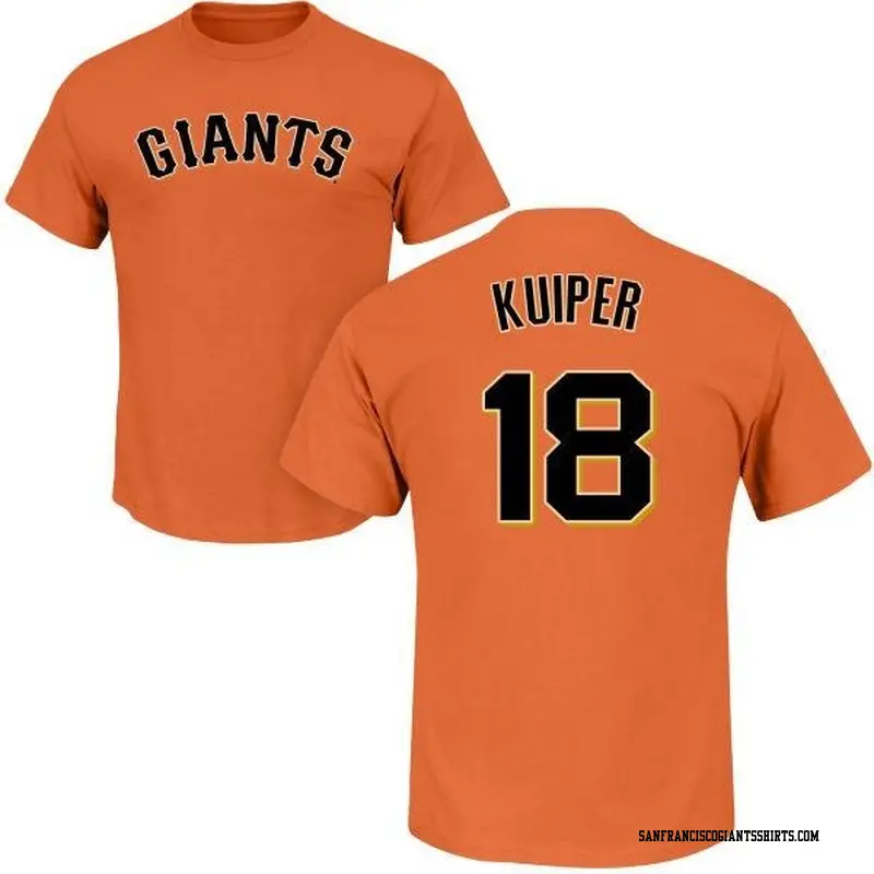 Men's San Francisco Giants ＃18 Duane Kuiper Orange Roster Name & Number T-Shirt