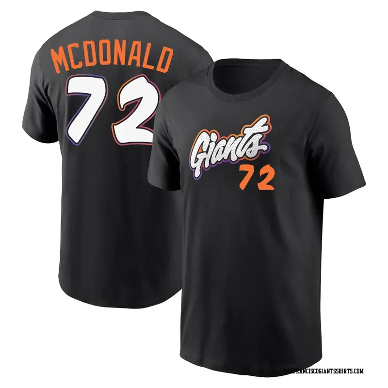 Men's San Francisco Giants ＃72 Trevor McDonald Black 2025 City Connect Fuse Name & Number T-Shirt