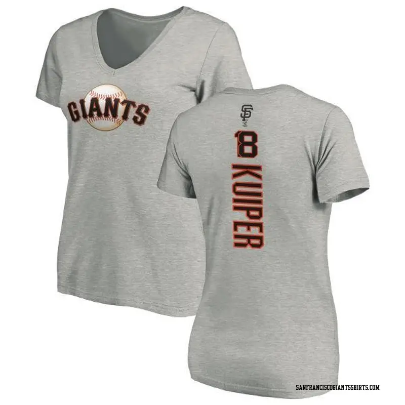 Women's San Francisco Giants ＃18 Duane Kuiper Ash Backer Slim Fit T-Shirt