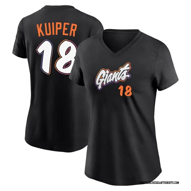 Women's San Francisco Giants ＃18 Duane Kuiper Black 2025 City Connect Fuse Name & Number T-Shirt