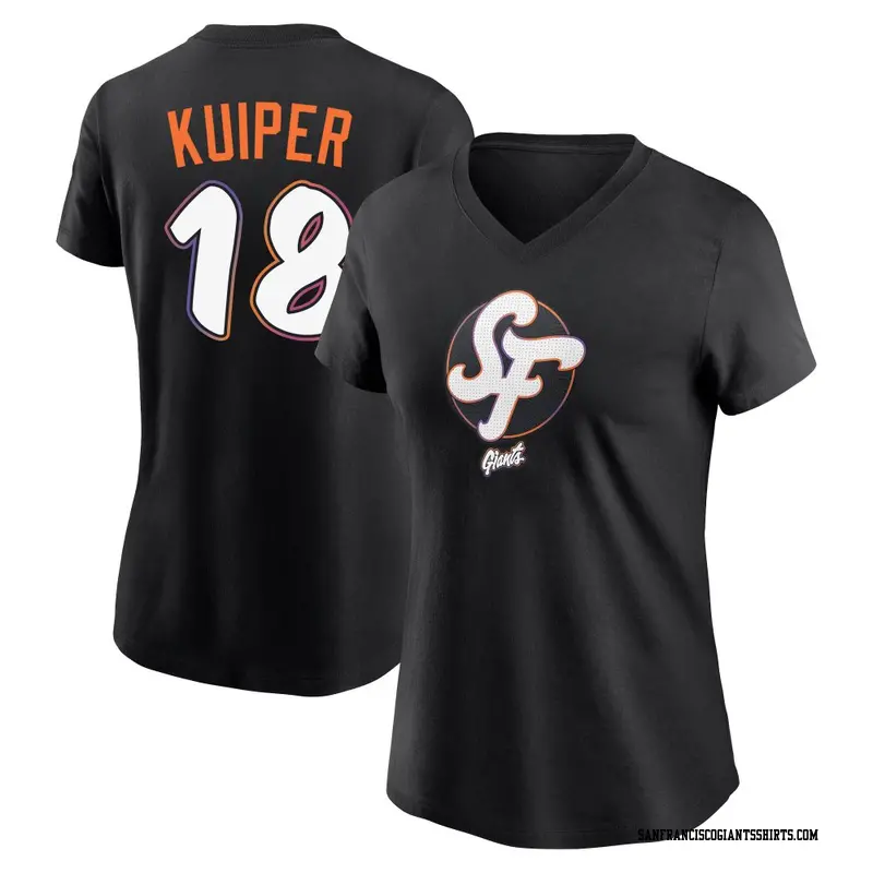 Women's San Francisco Giants ＃18 Duane Kuiper Black 2025 City Connect Name & Number T-Shirt