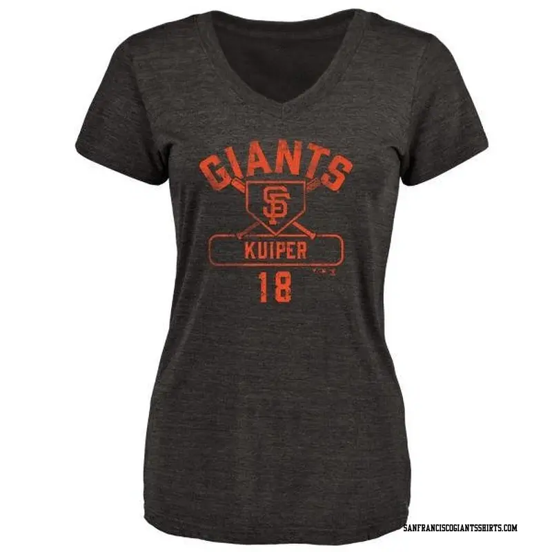 Women's San Francisco Giants ＃18 Duane Kuiper Black Branded Base Runner T-Shirt