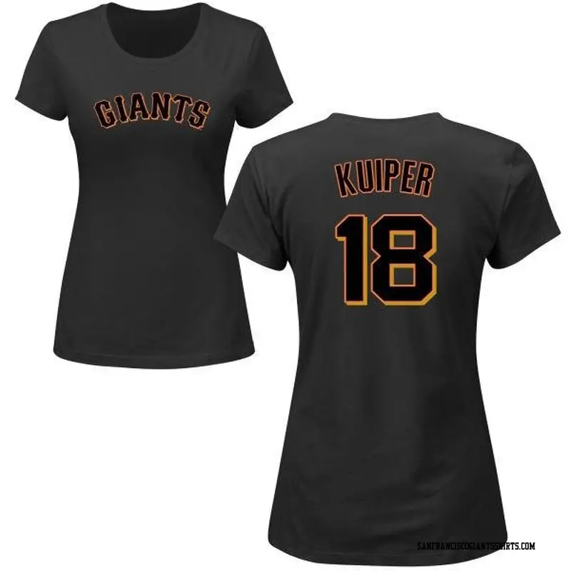 Women's San Francisco Giants ＃18 Duane Kuiper Black Roster Name & Number T-Shirt