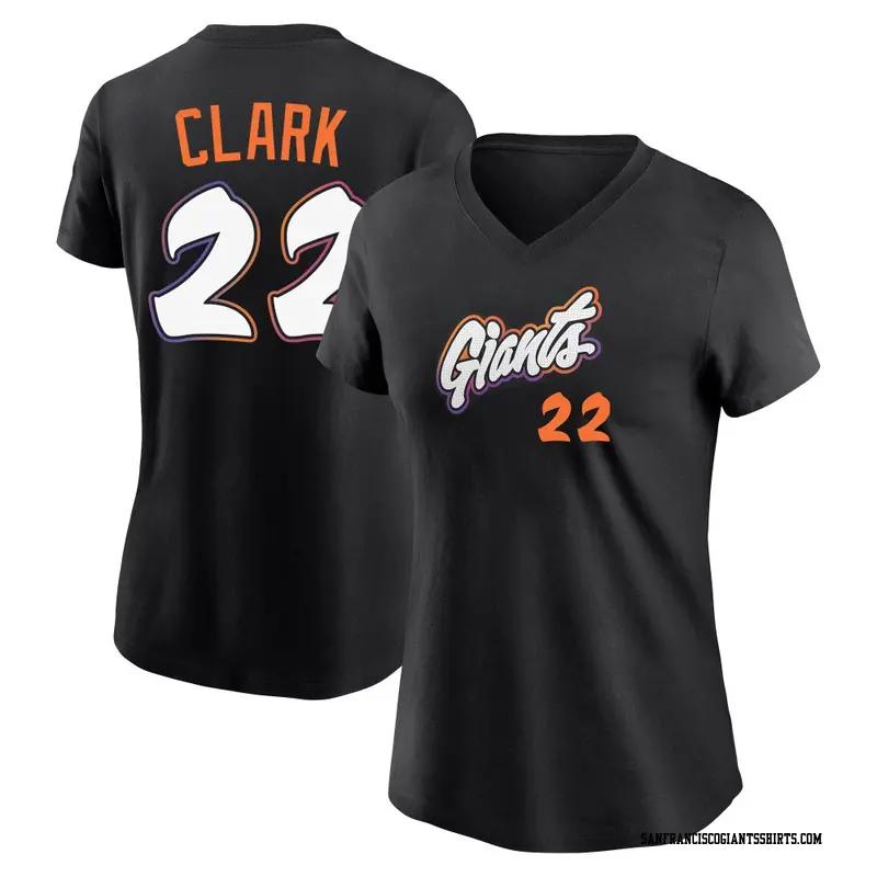 Women's San Francisco Giants ＃22 Will Clark Black 2025 City Connect Fuse Name & Number T-Shirt