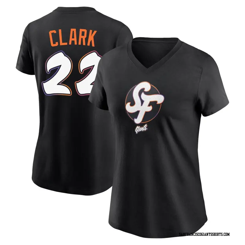 Women's San Francisco Giants ＃22 Will Clark Black 2025 City Connect Name & Number T-Shirt