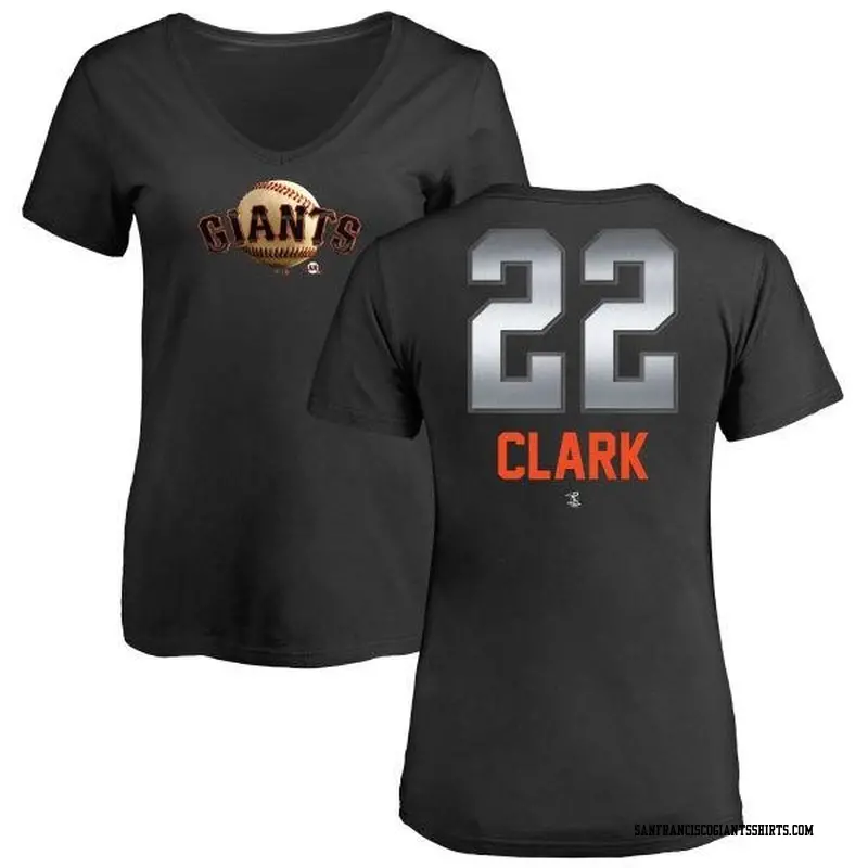 Women's San Francisco Giants ＃22 Will Clark Black Branded Midnight Mascot V-Neck T-Shirt