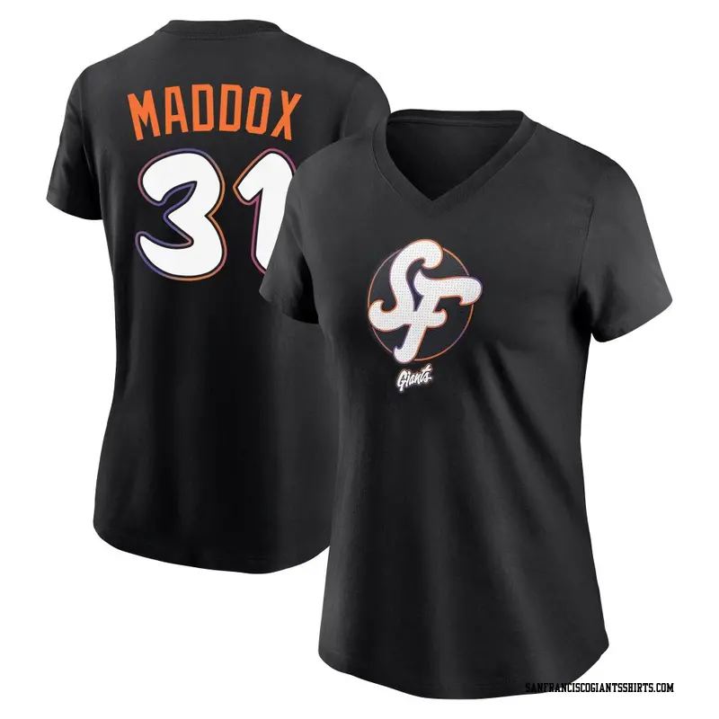 Women's San Francisco Giants ＃31 Garry Maddox Black 2025 City Connect Name & Number T-Shirt