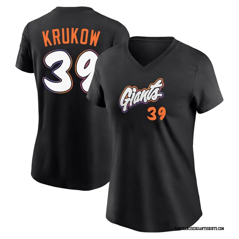 Women's San Francisco Giants ＃39 Mike Krukow Black 2025 City Connect Fuse Name & Number T-Shirt