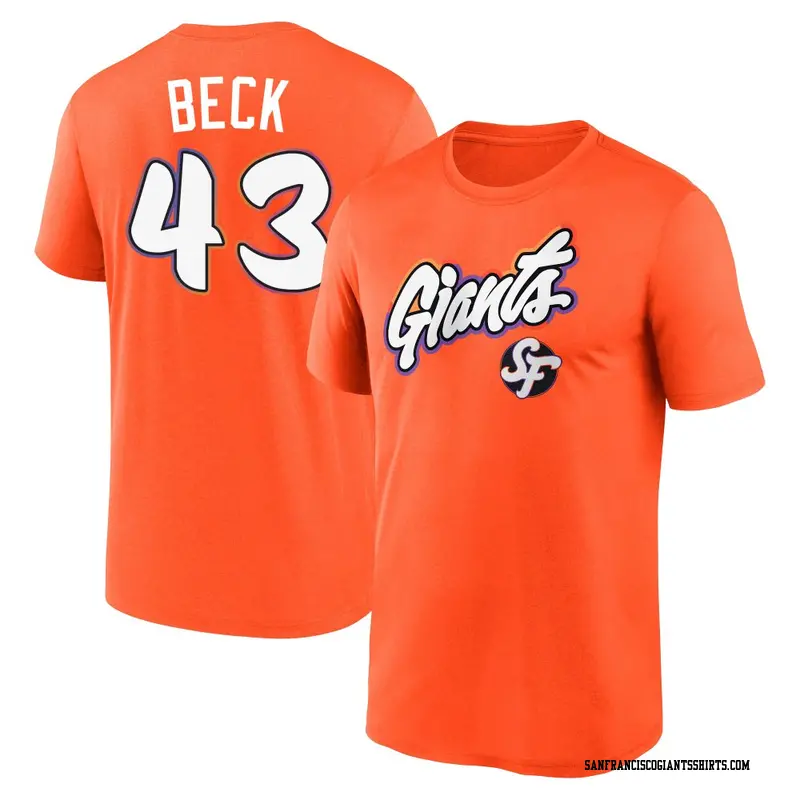 Youth San Francisco Giants ＃43 Tristan Beck Orange 2025 City Connect Performance Name & Number T-Shirt